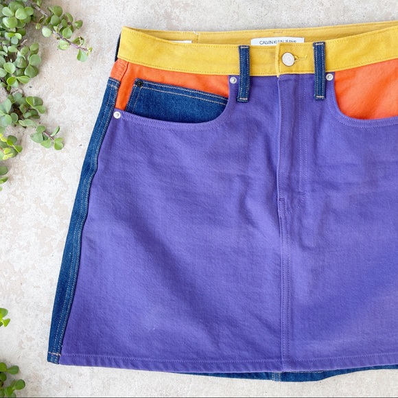 Calvin Klein Dresses & Skirts - Calvin Klein Colour Block High Waist Denim Skirt